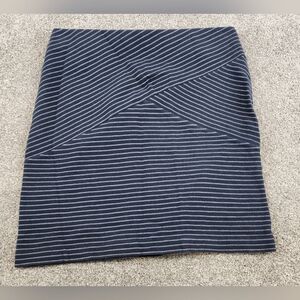J Jill Skirt Womens Medium Navy Blue White Striped Elastic Waist Pencil Stretch